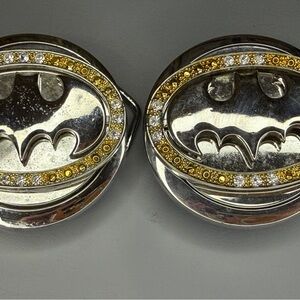 Silver and Gold Batman belt buckles